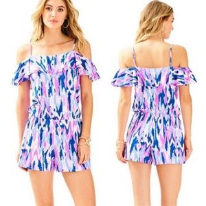 Lilly Pulitzer Klea Off Shoulder One Too Many Multicolored Romper Size XXL